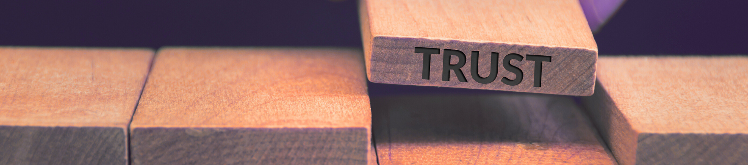 Trust word written on wooden block.